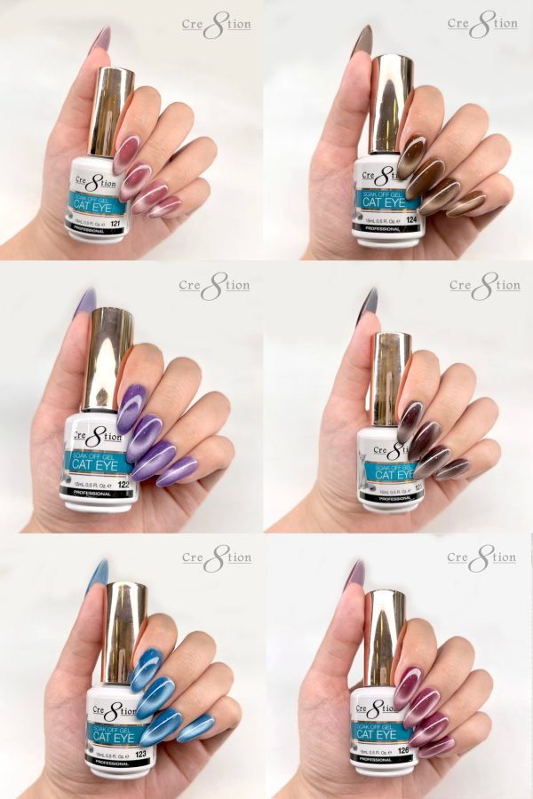 Cre8tion Cat Eye Gel 0.5oz - 36 Colors Board 4 (#109 - #126) Mystical Collection (#01-#12) & Saphire Cat Eye (#SC01-#SC06) w  1 Round Shape Magnet, 1 Magnet Duo & 1 Color Chart Online - Image 5