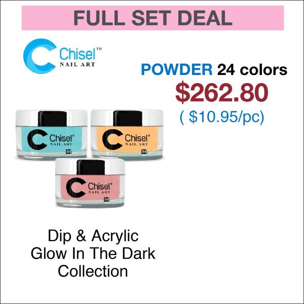 Chisel Glow in the Dark Dipping Powder 2oz - Full Set 24 Colors (#GL01 - #GL24) For Cheap