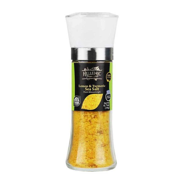12-Pack Lemon & Turmeric Sea Salt Grinder by Hellenic Treasures, 6.7 oz (190 g) Fashion - Image 2