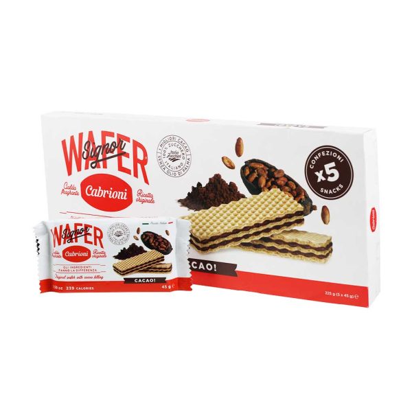 Italian Cocoa Wafer 5-pack Gift Box, No Palm Oil by Cabrioni, 7.95 oz (225 g) on Sale